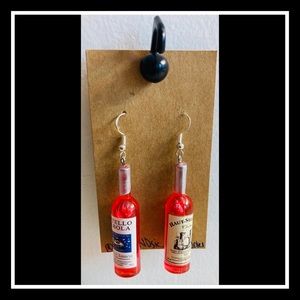 Handmade Wine Resin Bottle Drop Down Earrings
